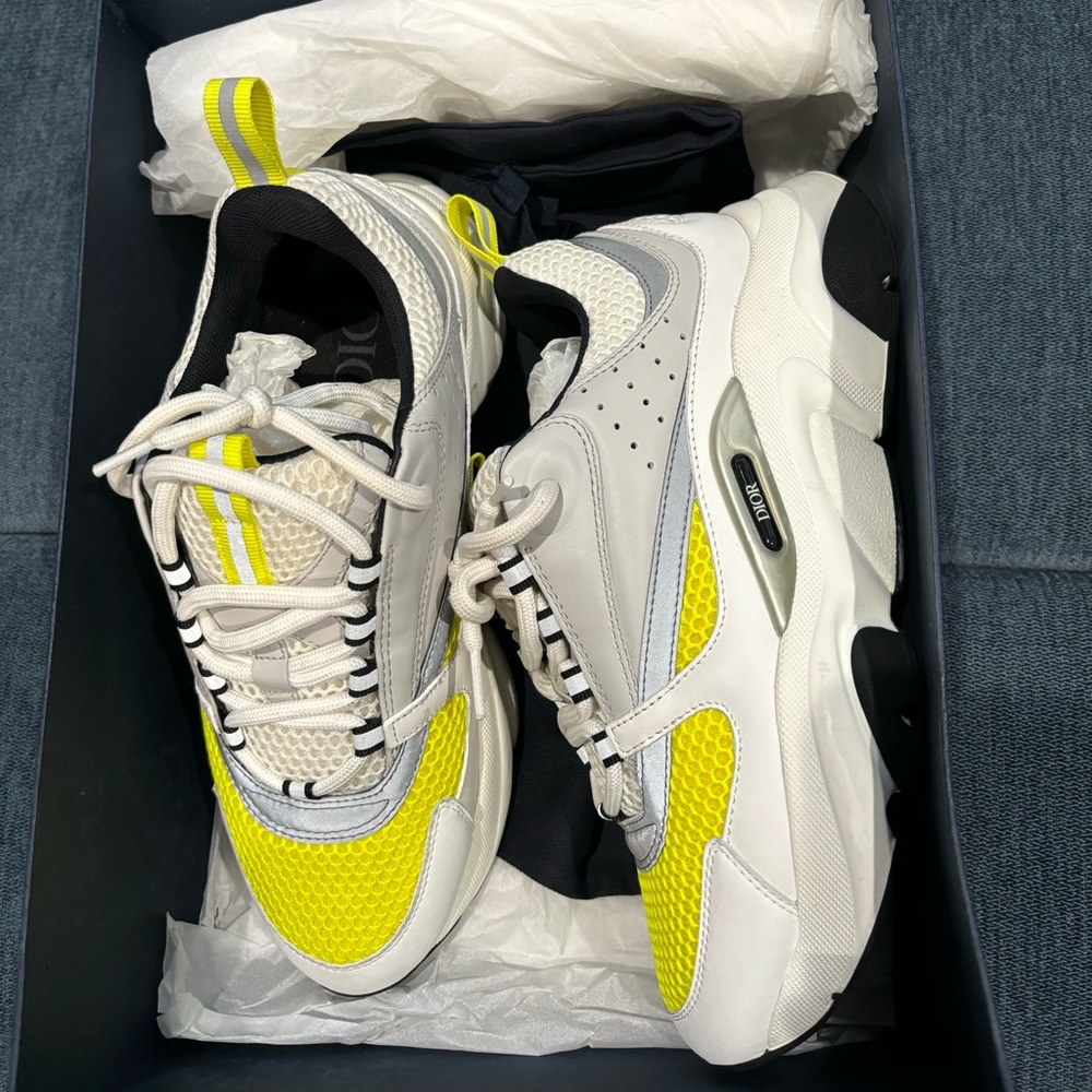 100% Authentic Dior Men's Sneakers - White and Yellow - Picture 5 of 7